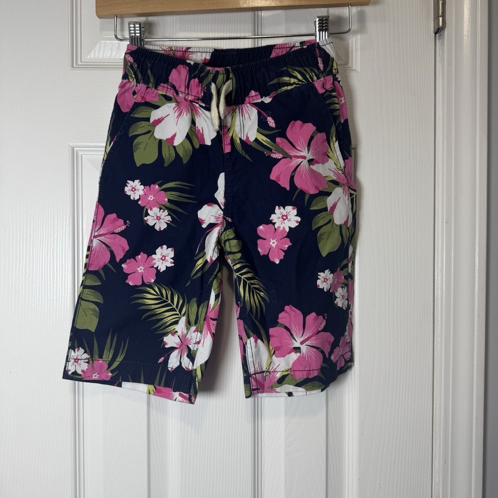 The Childrens Place Shorts Size 8 NWT Boys Tropical Floral Navy Pink